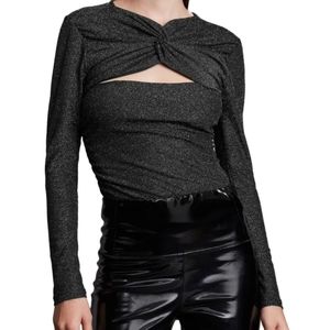 All Saints Silver Cut Out Fitted Blouse